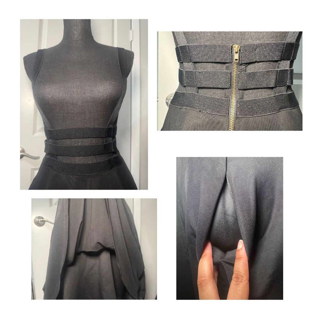 Black Hot Topic XS S M Mini Cage Mesh Witchy Alt Goth Emo Scene Suspender Skirt - Picture 4 of 5
